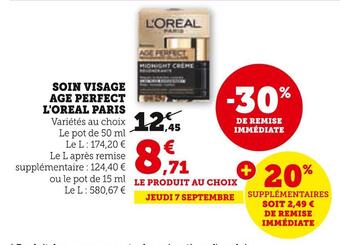 Hyper U L'oreal paris soin visage age perfect offre