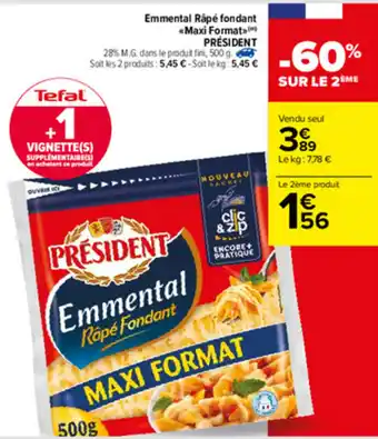 Carrefour Emmental Râpé Fondant offre