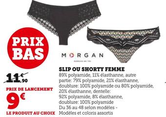 Hyper U Morgan slip ou shorty femme offre