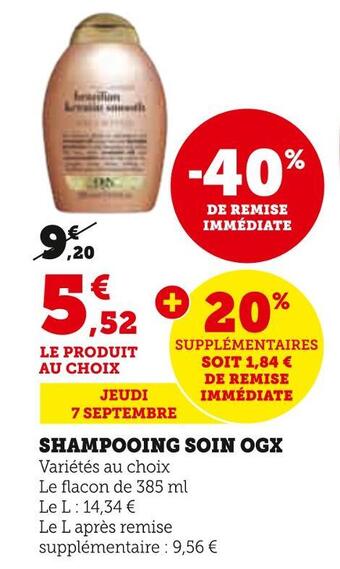 Hyper U Ogx shampooing soin offre