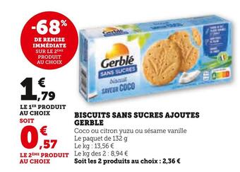 Hyper U Gerble biscuits sans sucres ajoutes offre
