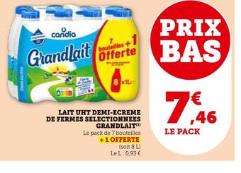 Hyper U Candia lait uht demi-ecreme de fermes selectionnees grandlait offre