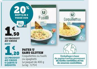 Hyper U U pates sans gluten offre