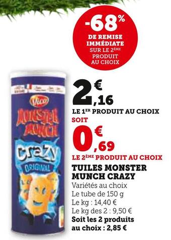 Hyper U Monster munch tuiles monster munch crazy offre