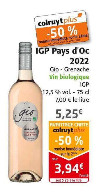 Colruyt Igp pays d'oc 2022 offre