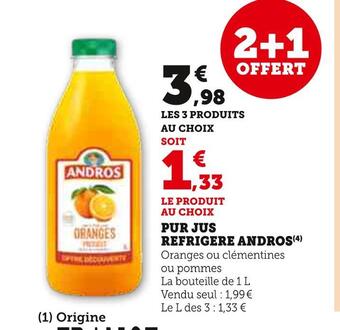 Hyper U Andros pur jus refrigere offre