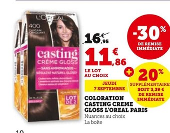 Hyper U L'oreal paris coloration casting creme gloss offre