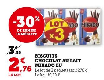 Hyper U Lu biscuits chocolat au lait mikado offre