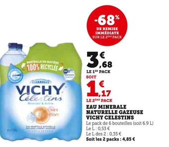 Hyper U Vichy celestins eau minerale naturelle gazeuse offre