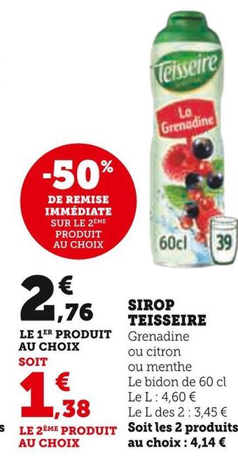 Hyper U Teisseire sirop offre