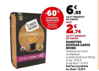 Hyper U Carte noire dosettes souples offre