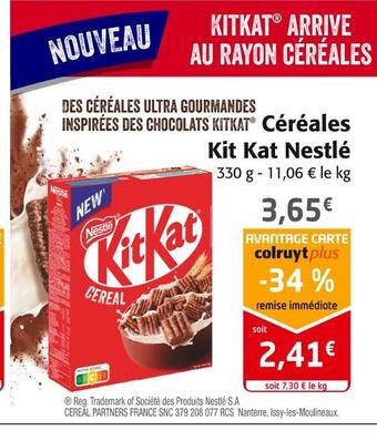 Colruyt Nestlé céréales kit kat offre