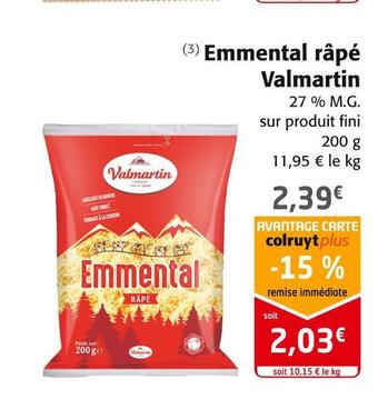 Colruyt Valmartin emmental râpé offre