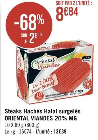 Oriental viandes steaks hachés halal surgelés 20% mg