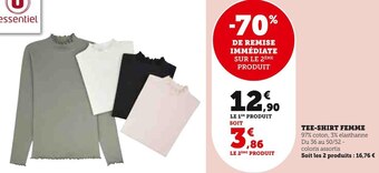 Super U U essentiel tee-shirt femme offre