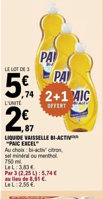E.Leclerc LIQUIDE VAISSELLE BI ACTIV PAIC EXCEL offre