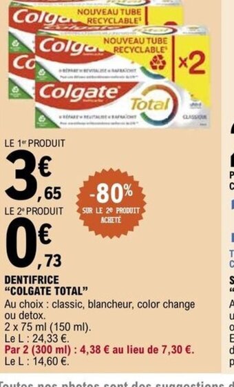 E.Leclerc DENTIFRICE COLGATE TOTAL offre