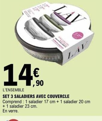 E.Leclerc SET 3 SALADIERS AVEC COUVERCLE offre