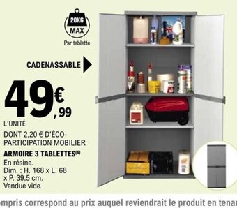 E.Leclerc ARMOIRE 3 TABLETTES offre