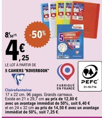 E.Leclerc 5 CAHIERS KOVERBOOK offre