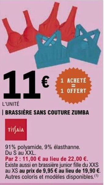 E.Leclerc BRASSIÈRE SANS COUTURE ZUMBA offre