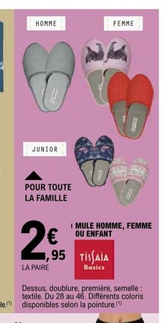 E.Leclerc MULE HOMME FEMME OU ENFANT offre