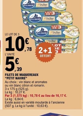 E.Leclerc FILETS DE MAQUEREAUX PETIT NAVIRE offre