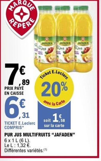 E.Leclerc PUR JUS MULTIFRUITS JAFADEN offre