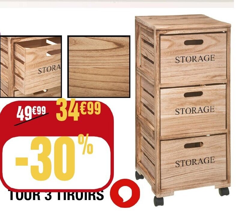 Promo TOUR 3 TIROIRS chez La Foir'Fouille