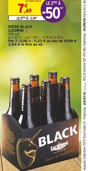 Intermarché BIÈRE BLACK LICORNE offre