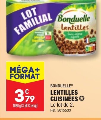 ALDI BONDUELLE LENTILLES CUISINÉES offre