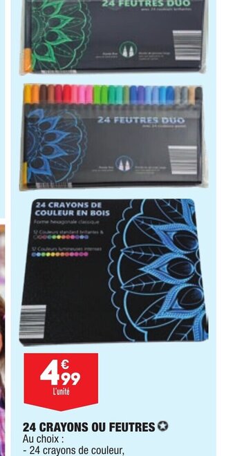 ALDI 24 CRAYONS OU FEUTRES offre