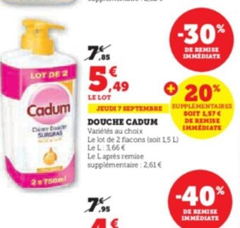 Super U DOUCHE CADUM offre