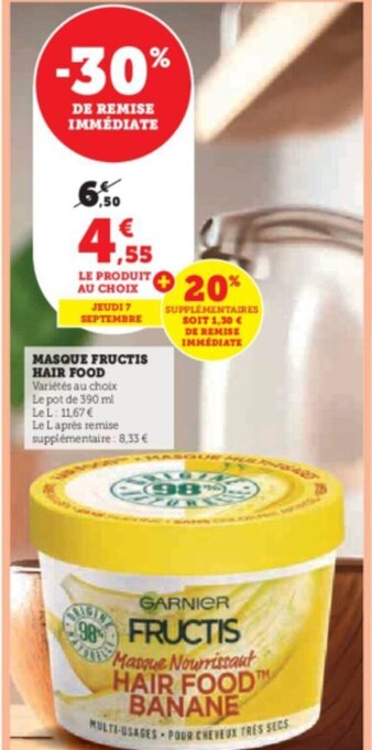Super U MASQUE FRUCTIS HAIR FOOD offre