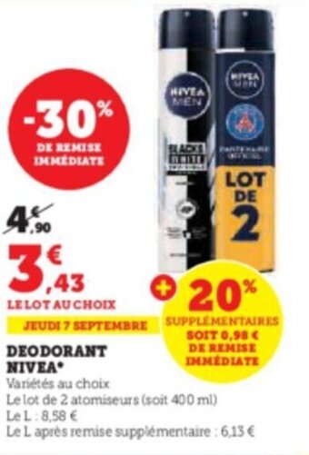 Super U DEODORANT NIVEA offre