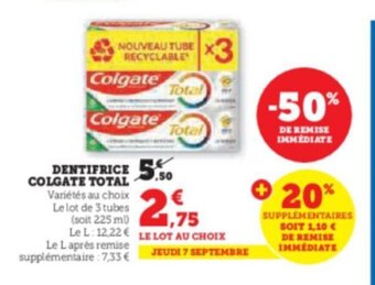 Super U DENTIFRICE COLGATE TOTAL offre
