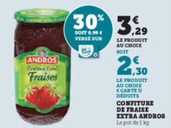 Super U CONFITURE DE FRAISE EXTRA ANDROS offre