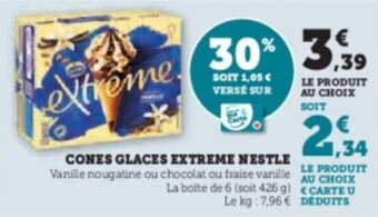 Super U CONES GLACES EXTREME NESTLE offre