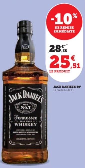 Super U JACK DANIEL'S 40 offre