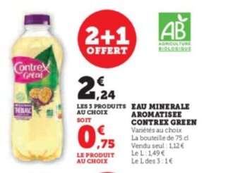 Super U EAU MINERALE AROMATISEE CONTREX GREEN offre