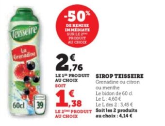 Super U SIROP TEISSEIRE offre