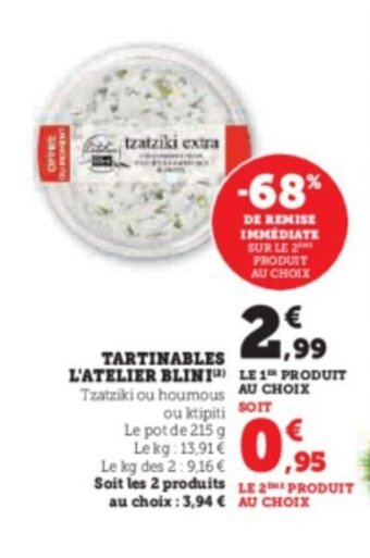 Super U TARTINABLES L'ATELIER BLINI offre