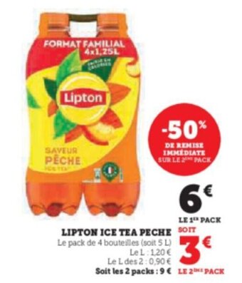 Super U LIPTON ICE TEA PECHE offre