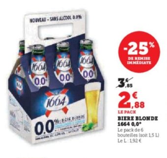 Super U BIERE BLONDE 1664 0,0 offre