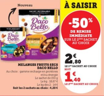 Super U MELANGES FRUITS SECS DACO BELLO offre