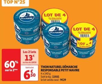 Auchan THON NATUREL DÉMARCHE RESPONSABLE PETIT NAVIRE offre