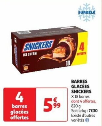 Auchan BARRES GLACÉES SNICKERS offre