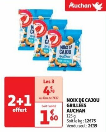 Auchan NOIX DE CAJOU GRILLÉES AUCHAN offre