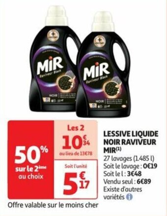 Auchan LESSIVE LIQUIDE NOIR RAVIVEUR MIR offre