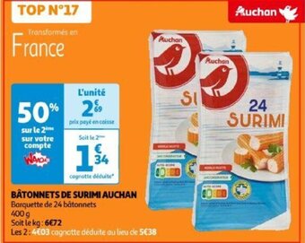 Auchan BÂTONNETS DE SURIMI AUCHAN offre